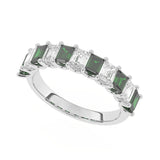 R-81440-EM-W  Lab Diamond & Emerald Eleven Stone Ring (EGL Report Included)