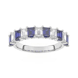 R-81440-SA-W  Lab Diamond & Sapphire Eleven Stone Ring (EGL Report Included)