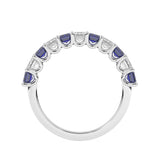 R-81440-SA-W  Lab Diamond & Sapphire Eleven Stone Ring (EGL Report Included)