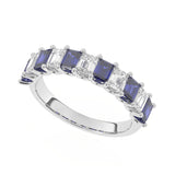 R-81440-SA-W  Lab Diamond & Sapphire Eleven Stone Ring (EGL Report Included)