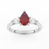 R-82310-RU-W  Lab Diamond & Ruby Three Stone Ring F/VS (EGL Report Included)