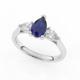 R-82310-SA-W  Lab Diamond & Sapphire Three Stone Ring F/VS (EGL Report Included)