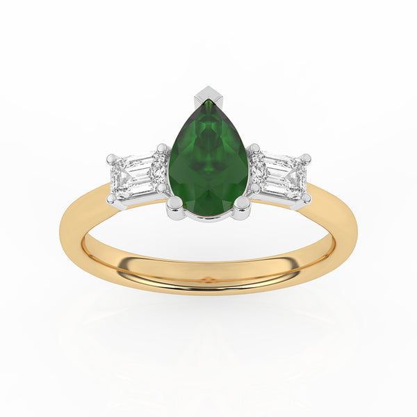 R-82311-EM-Y  Lab Diamond & Emerald Three Stone Ring F/VS (EGL Report Included)