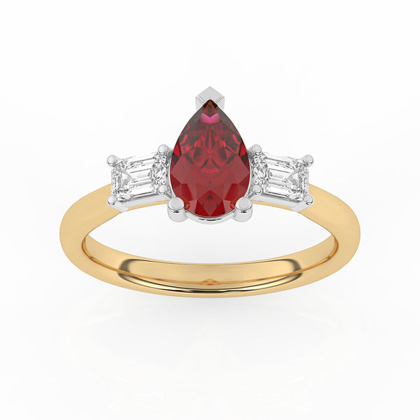 R-82311-RU-Y  Lab Diamond & Ruby Three Stone Ring F/VS (EGL Report Included)