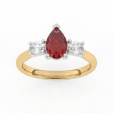 R-82312-RU-Y  Lab Diamond & Ruby Three Stone Ring F/VS (EGL Report Included)