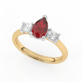 R-82312-RU-Y  Lab Diamond & Ruby Three Stone Ring F/VS (EGL Report Included)