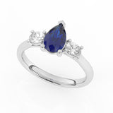 R-82312-SA-W  Lab Diamond & Sapphire Three Stone Ring F/VS (EGL Report Included)