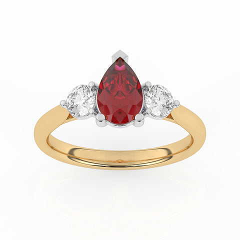 R-82313-RU-Y  Lab Diamond & Ruby Three Stone Ring F/VS (EGL Report Included)