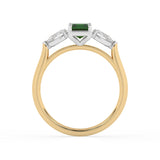 R-82410-EM-Y  Lab Diamond & Emerald Three Stone Ring F/VS (EGL Report Included)