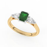 R-82410-EM-Y  Lab Diamond & Emerald Three Stone Ring F/VS (EGL Report Included)