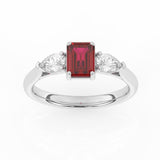 R-82410-RU-W  Lab Diamond & Ruby Three Stone Ring F/VS (EGL Report Included)