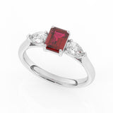 R-82410-RU-W  Lab Diamond & Ruby Three Stone Ring F/VS (EGL Report Included)