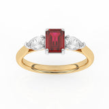 R-82410-RU-Y  Lab Diamond & Ruby Three Stone Ring F/VS (EGL Report Included)