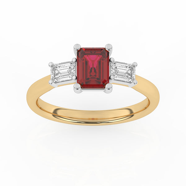 R-82411-RU-Y  Lab Diamond & Ruby Three Stone Ring F/VS (EGL Report Included)