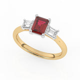 R-82411-RU-Y  Lab Diamond & Ruby Three Stone Ring F/VS (EGL Report Included)