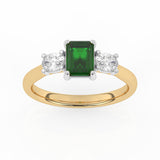 R-82412-EM-Y  Lab Diamond & Emerald Three Stone Ring F/VS (EGL Report Included)