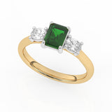 R-82412-EM-Y  Lab Diamond & Emerald Three Stone Ring F/VS (EGL Report Included)