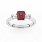 R-82412-RU-W  Lab Diamond & Ruby Three Stone Ring F/VS (EGL Report Included)