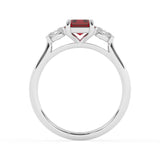 R-82412-RU-W  Lab Diamond & Ruby Three Stone Ring F/VS (EGL Report Included)