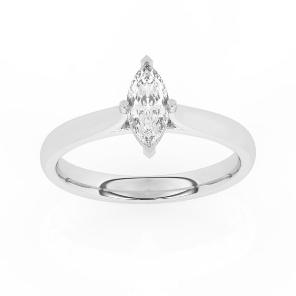 R-82501-AD-W  0.50ct D/VS2 Marquise Cut Lab Diamond Solitaire Ring (IGI Report Included)