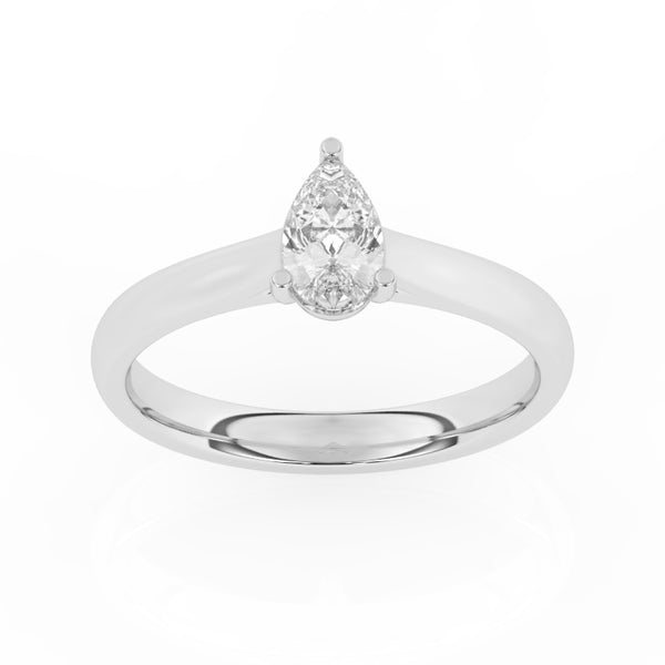 R-82503-AD-W  0.50ct D/VS2 Pear Cut Lab Diamond Solitaire Ring (IGI Report Included)