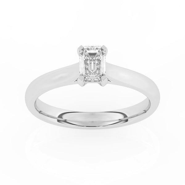 R-82504-AD-W  0.50ct D/VS Emerald Cut Lab Diamond Solitaire Ring (IGI Report Included)