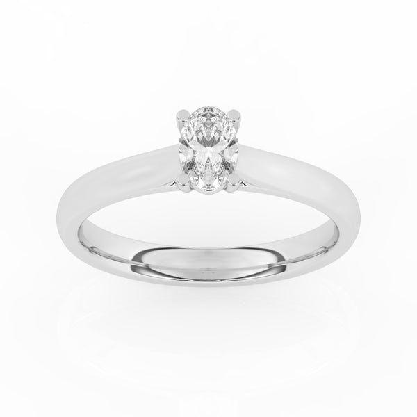 R-82505-AD-W  0.50ct D/VS2 Oval Cut Lab Diamond Solitaire Ring (IGI Report Included)