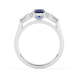 R-82510-SA-W  Lab Diamond & Sapphire Three Stone Ring F/VS (EGL Report Included)