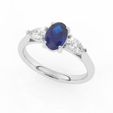 R-82510-SA-W  Lab Diamond & Sapphire Three Stone Ring F/VS (EGL Report Included)