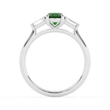 R-82511-EM-W  Lab Diamond & Emerald Three Stone Ring F/VS (EGL Report Included)