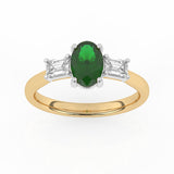 R-82511-EM-Y  Lab Diamond & Emerald Three Stone Ring F/VS (EGL Report Included)