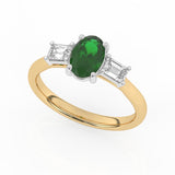 R-82511-EM-Y  Lab Diamond & Emerald Three Stone Ring F/VS (EGL Report Included)