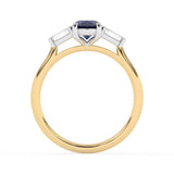 R-82511-SA-Y  Lab Diamond & Sapphire Three Stone Ring F/VS (EGL Report Included)