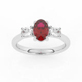 R-82512-RU-W  Lab Diamond & Ruby Three Stone Ring F/VS (EGL Report Included)