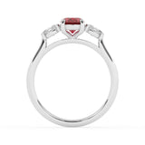 R-82512-RU-W  Lab Diamond & Ruby Three Stone Ring F/VS (EGL Report Included)