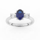 R-82512-SA-W  Lab Diamond & Sapphire Three Stone Ring F/VS (EGL Report Included)