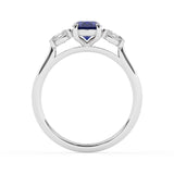 R-82512-SA-W  Lab Diamond & Sapphire Three Stone Ring F/VS (EGL Report Included)