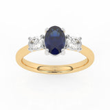 R-82512-SA-Y  Lab Diamond & Sapphire Three Stone Ring F/VS (EGL Report Included)