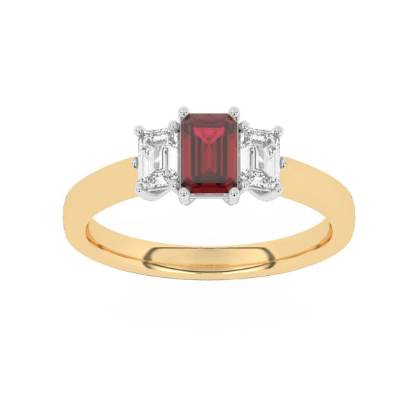 R-83100-RU-Y  Lab Diamond & Ruby Three Stone Ring F/VS (EGL Report Included)