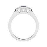 R-83100-SA-W  Lab Diamond & Sapphire Three Stone Ring F/VS (EGL Report Included)