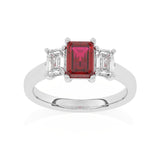 R-83200-RU-W  Lab Diamond & Ruby Three Stone Ring F/VS (EGL Report Included)