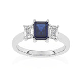 R-83200-SA-W  Lab Diamond & Sapphire Three Stone Ring F/VS (EGL Report Included)