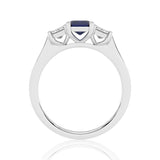 R-83200-SA-W  Lab Diamond & Sapphire Three Stone Ring F/VS (EGL Report Included)