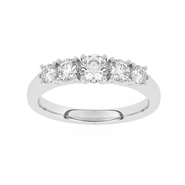 R-85100-AD-W  1.00ct F/VS Lab Diamond Five Stone Ring (EGL Report Included)