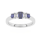 R-86100-SA-W  Lab Diamond & Sapphire Five Stone Ring F/VS (EGL Report Included)