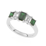 R-86200-EM-W  Lab Diamond & Emerald Five Stone Ring F/VS (EGL Report Included)