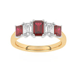 R-83200-RU-Y  Lab Diamond & Ruby Three Stone Ring F/VS (EGL Report Included)