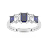 R-86200-SA-W  Lab Diamond & Sapphire Five Stone Ring F/VS (EGL Report Included)