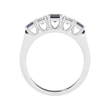 R-86200-SA-W  Lab Diamond & Sapphire Five Stone Ring F/VS (EGL Report Included)