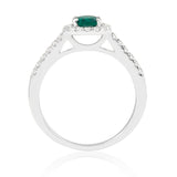 R-92487-EM-W  Diamond & Emerald Cluster Ring